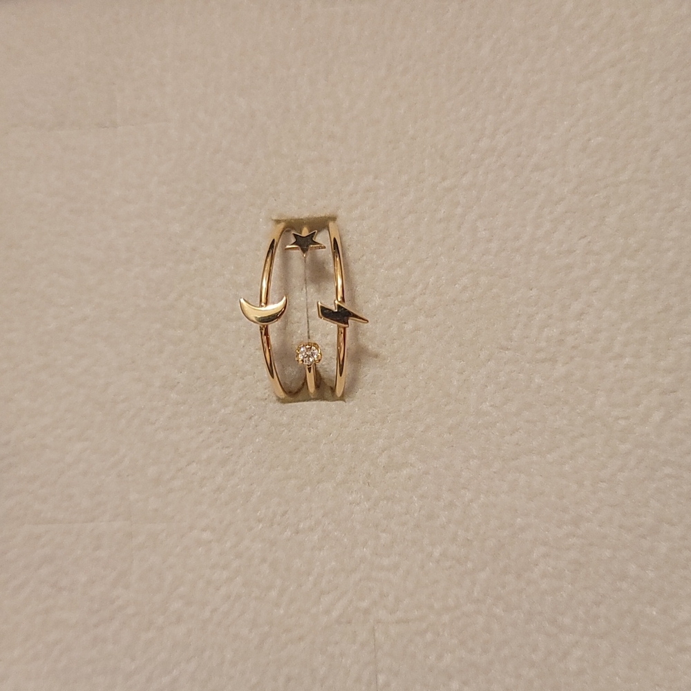 ZOE CHICCO 14K GOLD & DIAMOND RING ITTY BITTY SYMBOL RING - SIZE 7